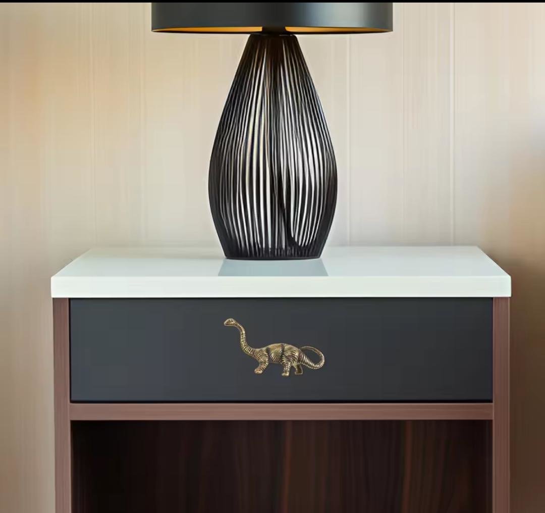 Detailed brass dinosaur drawer handle/Diplodocus cabinet pull/Dino themed door handle/Dinosaur drawer knob/Gold brass furniture hardware