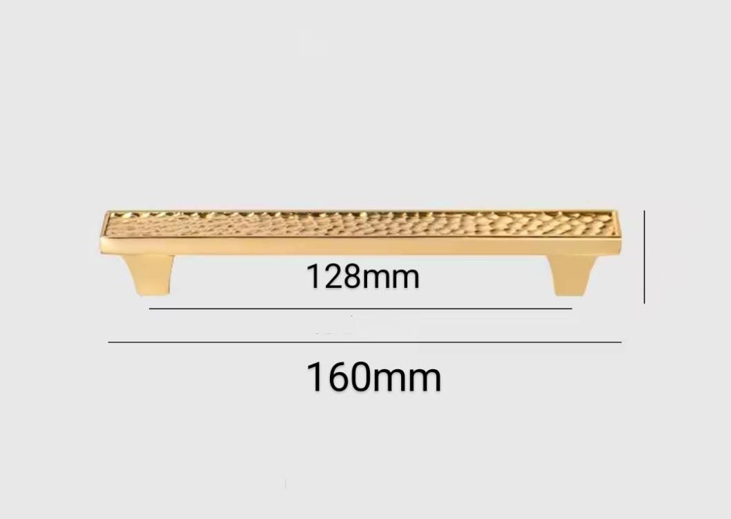 Glittery gold textured brass cabinet bar handle/Shiny solid brass drawer pull/textured gold brass door handle/Gold brass furniture hardware