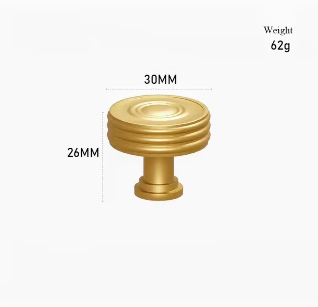 Ridged gold brass cabinet bar handle/Matte finished solid brass drawer pull/Gold brass door handle/Gold brass furniture hardware/Door knob