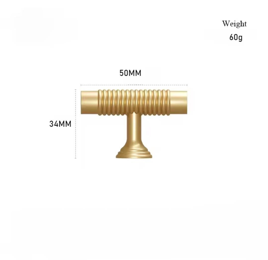 Ridged gold brass cabinet bar handle/Matte finished solid brass drawer pull/Gold brass door handle/Gold brass furniture hardware/Door knob