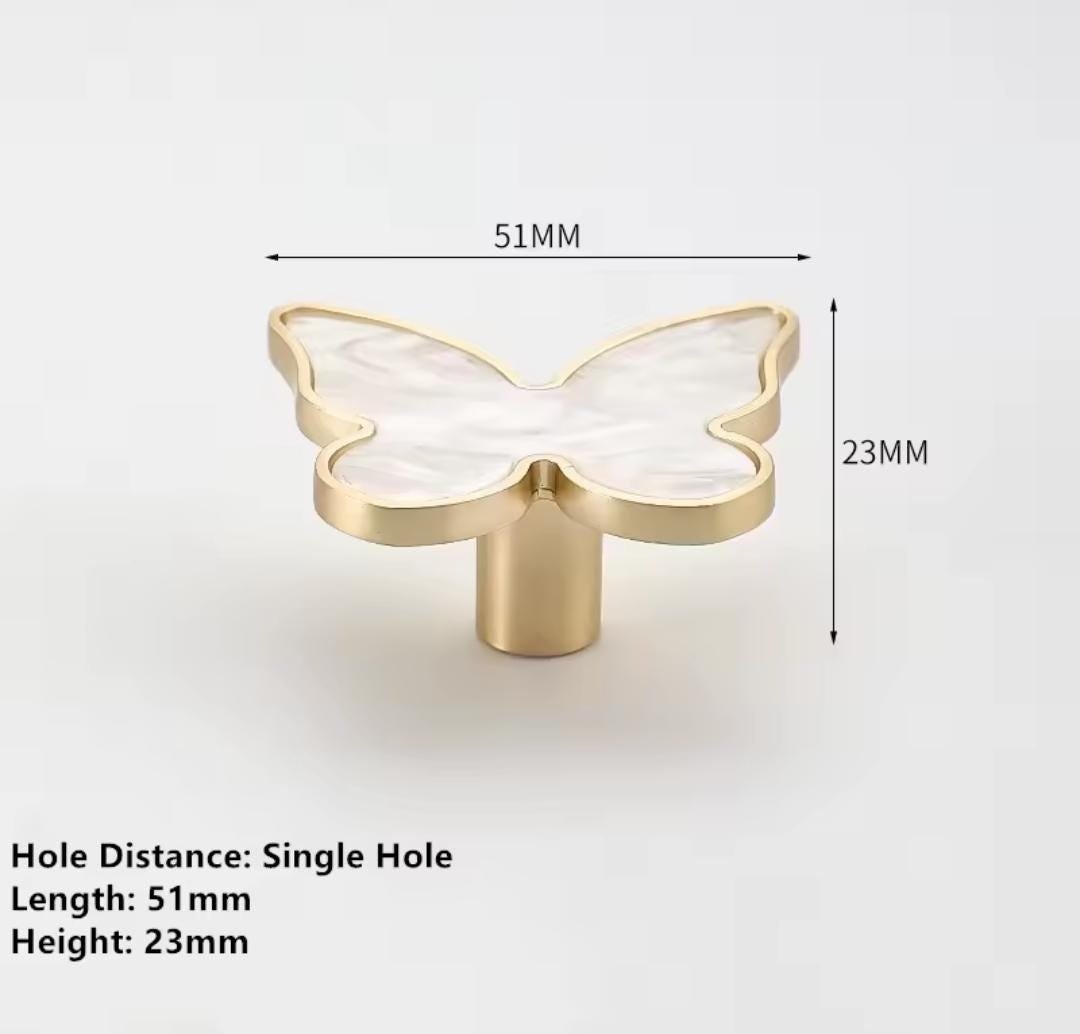 Pearly butterfly drawer handle/Pink Butterfly cabinet pull/Nursery decor/Nursery door knobs/IKEA hack door pull/Childrens door handle