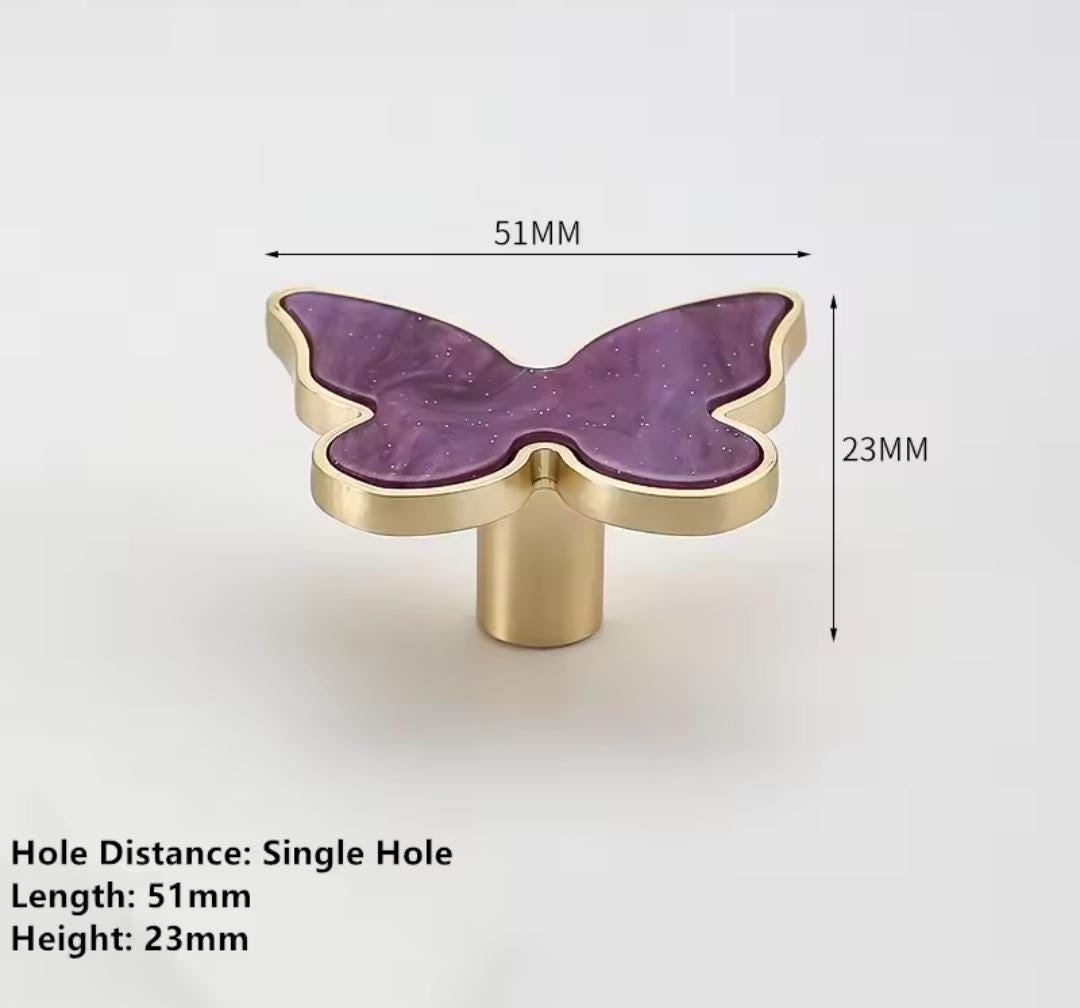 Pearly butterfly drawer handle/Pink Butterfly cabinet pull/Nursery decor/Nursery door knobs/IKEA hack door pull/Childrens door handle