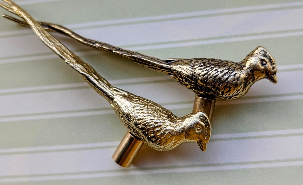 Bird of Paradise Cabinet Pull/Gold Brass Bird Door Handle/Bird shaped drawer handle/gold furniture hardware/Long Tailed Bird Cabinet Handle