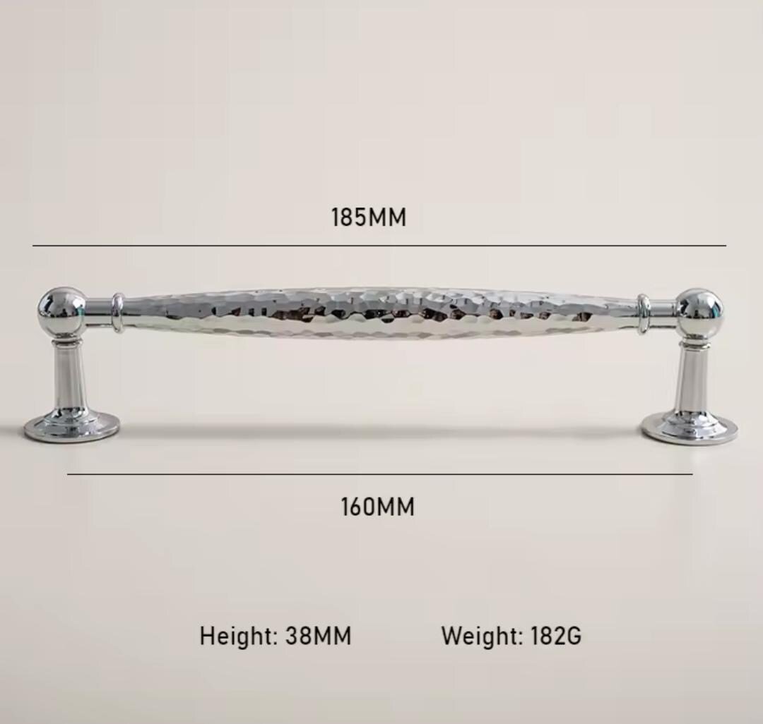 Silver hammered cabinet bar handle with feet/Shiny silver drawer pull/textured metal door handle/brass furniture hardware/kitchen hardware