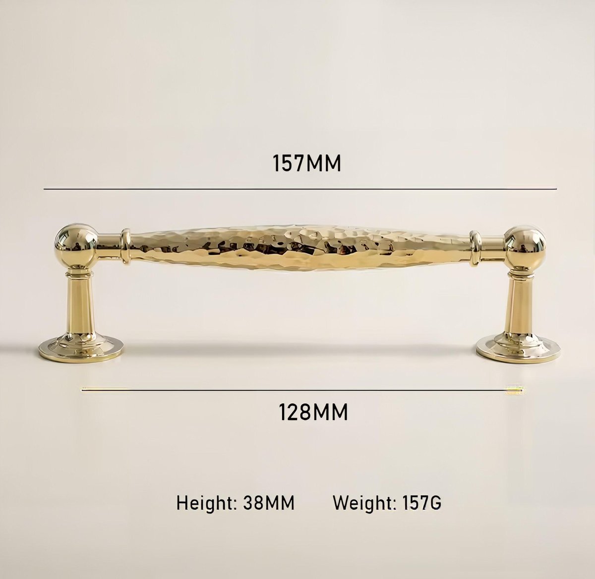 Gold hammered cabinet bar handle with feet/Shiny Gold drawer pull/textured metal door handle/brass furniture hardware/kitchen hardware
