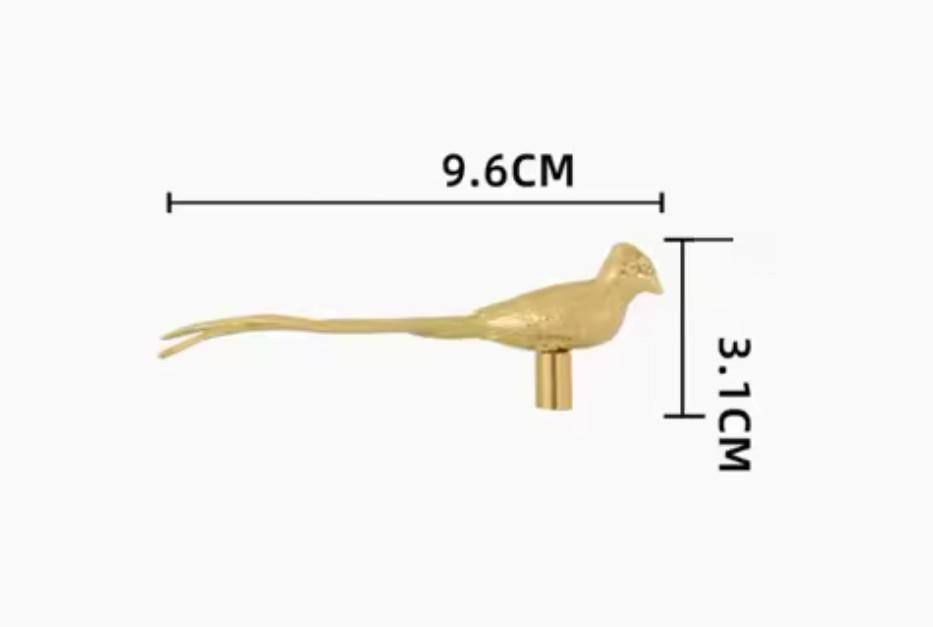 Bird of Paradise Cabinet Pull/Gold Brass Bird Door Handle/Bird shaped drawer handle/gold furniture hardware/Long Tailed Bird Cabinet Handle