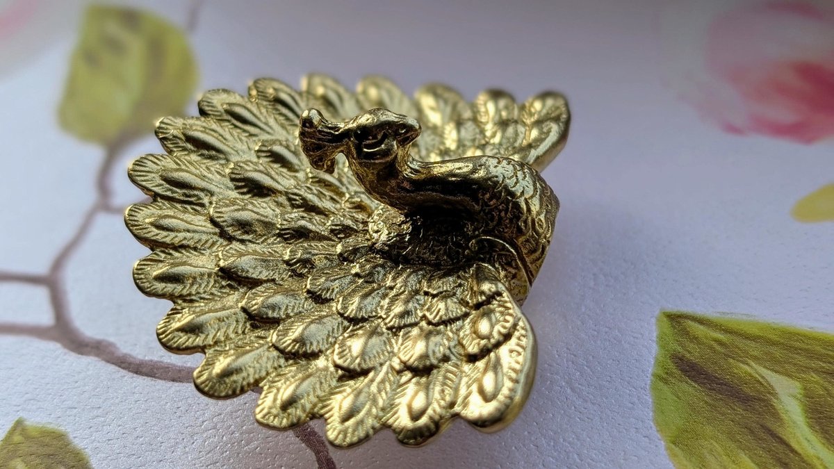 Gold Peacock Cabinet Pull/Gold Brass Peacock Door Handle/Bird shaped drawer handle/gold furniture hardware/Peafowl Cabinet Handle/Door knob