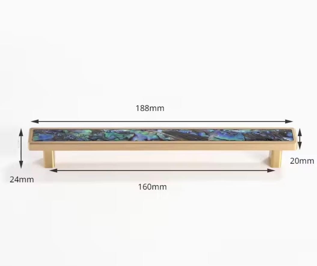 Rainbow abalone shell drawer pull/Pearl cabinet pull/Mother of pearl door handle/Iridescent Drawer handle/Pearl and brass furniture hardware
