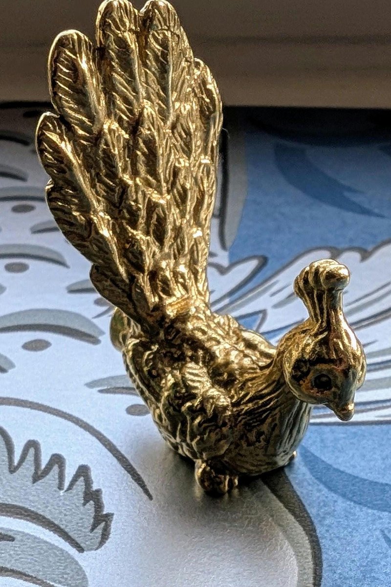 Brass Peacock Cabinet Pull/Gold Brass Peacock Door Handle/Bird shaped drawer handle/gold furniture hardware/Peafowl Cabinet Handle/Door knob
