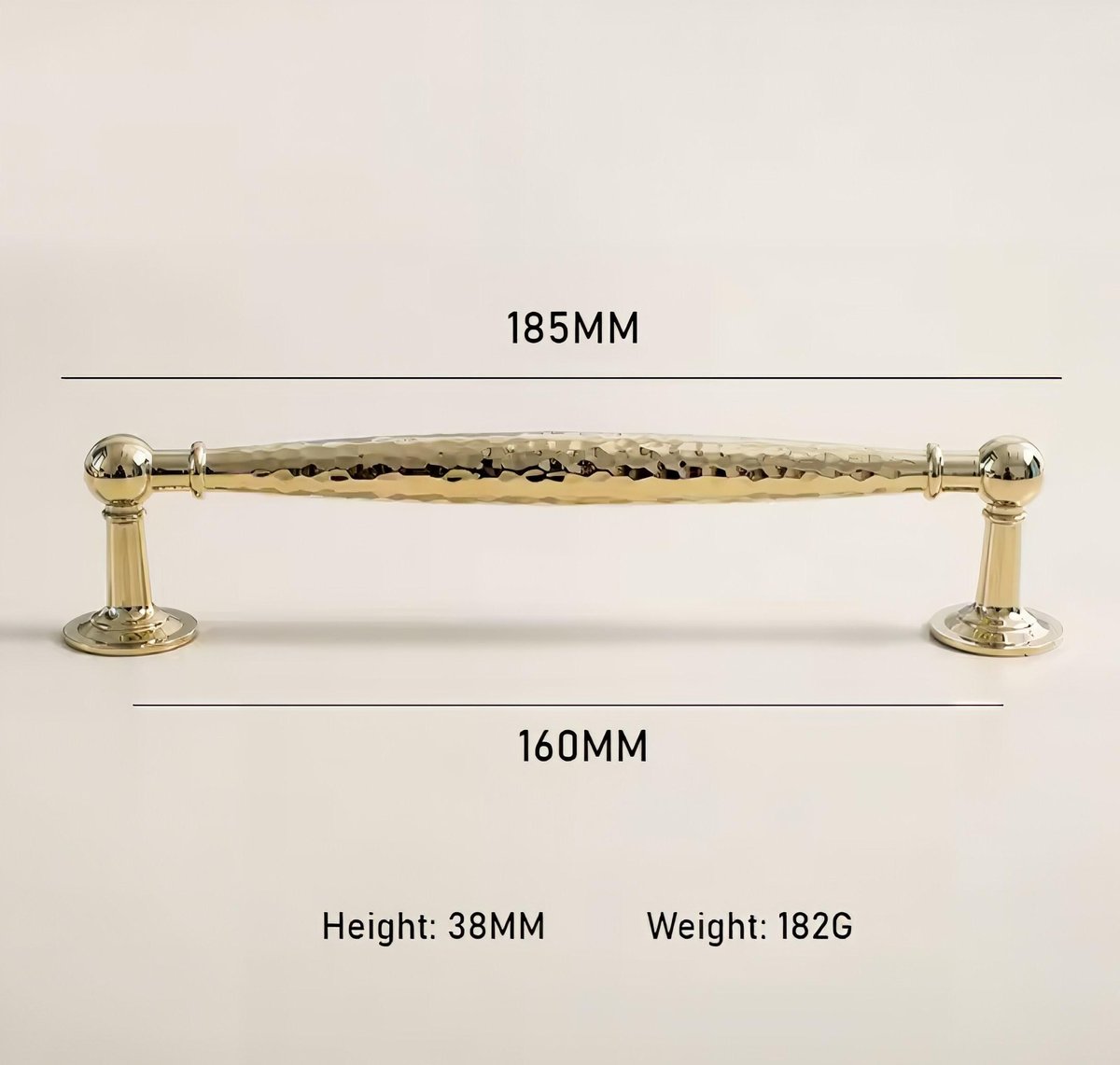 Gold hammered cabinet bar handle with feet/Shiny Gold drawer pull/textured metal door handle/brass furniture hardware/kitchen hardware