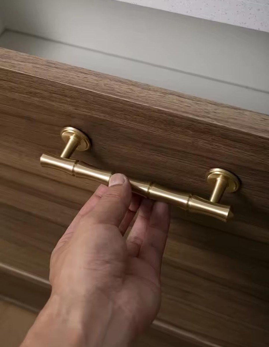 Bamboo patterned brass cabinet bar Handle/Bamboo drawer pull/Brass furniture hardware/Gold door handle/Silver Bamboo cabinet pull