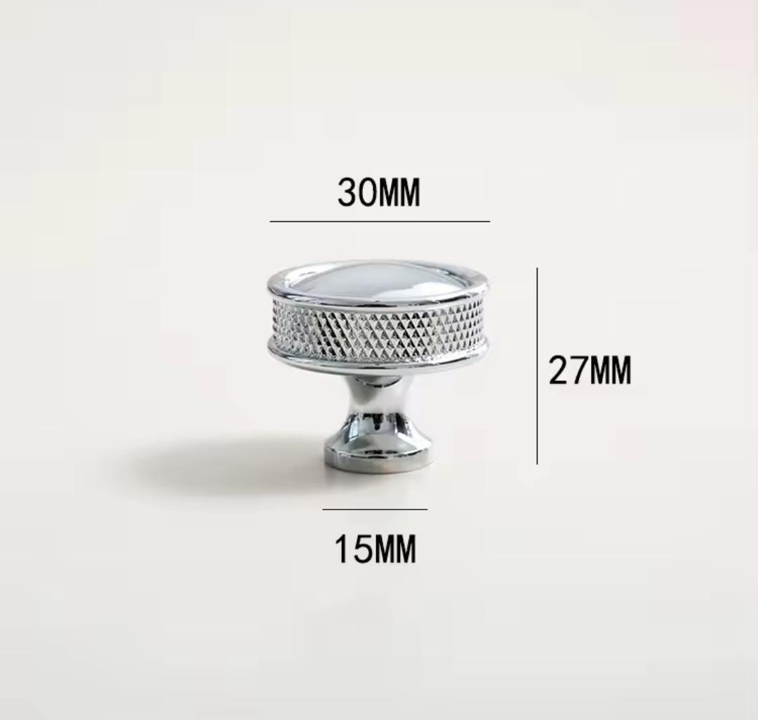 Deluxe shiny silver drawer pull with textured grip/Ornate silver curved cabinet handle/Silver Chrome textured door knob/Silver drawer knob