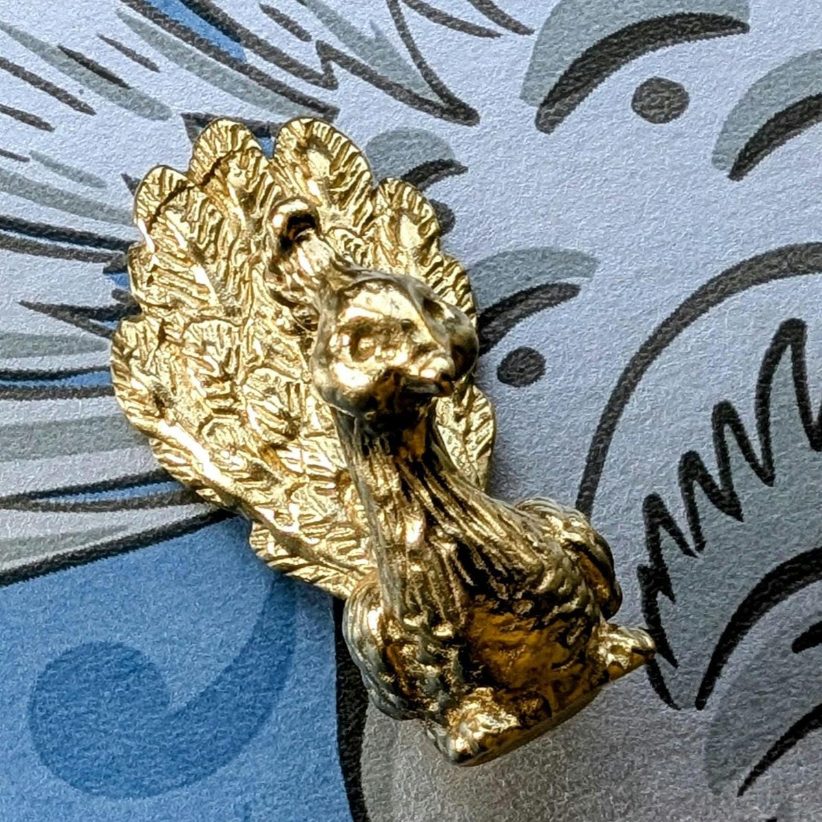 Brass Peacock Cabinet Pull/Gold Brass Peacock Door Handle/Bird shaped drawer handle/gold furniture hardware/Peafowl Cabinet Handle/Door knob