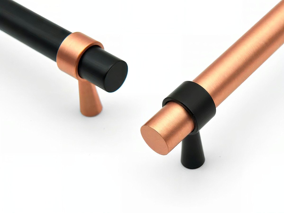 Rose Gold and Black cabinet bar handles/copper and black drawer pull/kitchen hardware/renovation project door handle/rose gold cabinet pulls