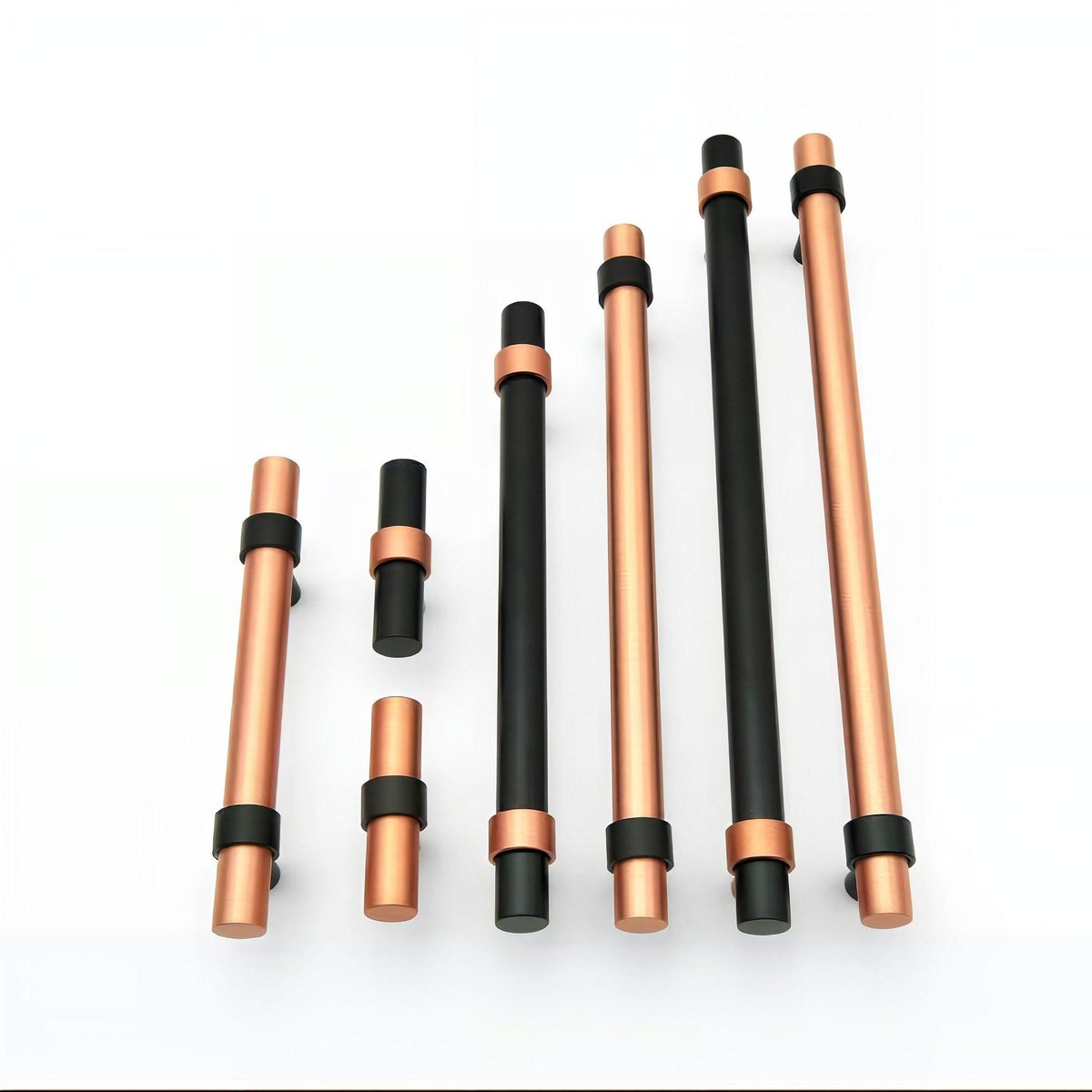 Rose Gold and Black cabinet bar handles/copper and black drawer pull/kitchen hardware/renovation project door handle/rose gold cabinet pulls