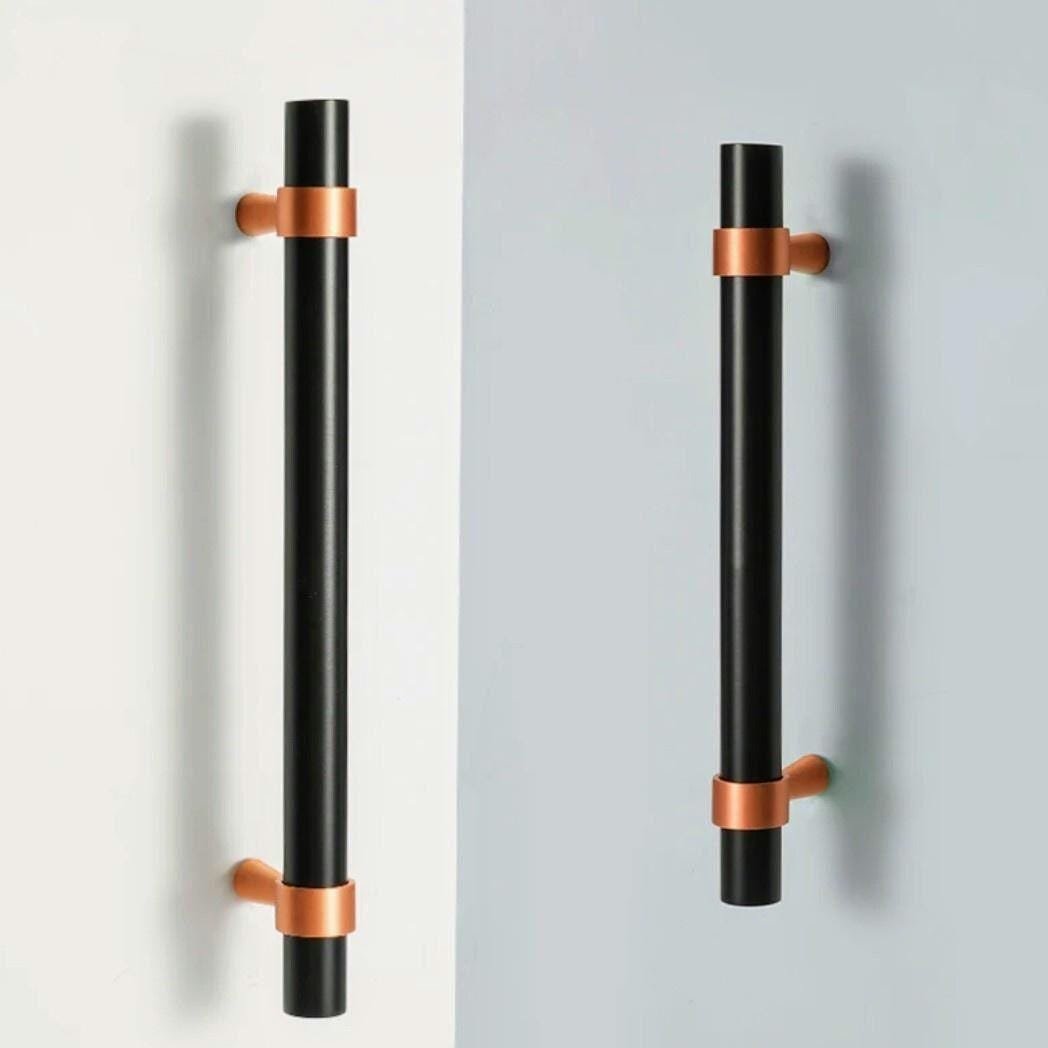 Rose Gold and Black cabinet bar handles/copper and black drawer pull/kitchen hardware/renovation project door handle/rose gold cabinet pulls