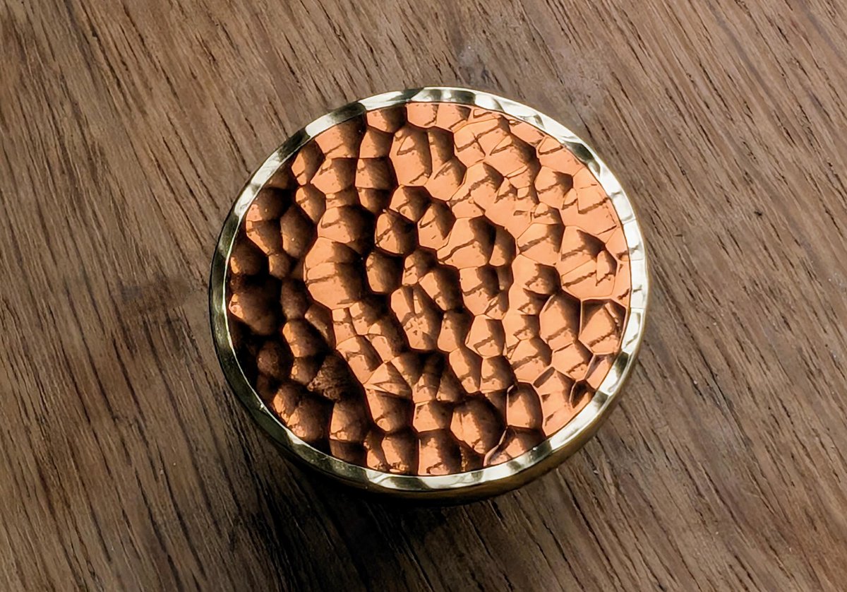 Copper and brass hammered brass drawer handle/Copper cabinet handle/Textured metal furniture hardware/Copper drawer knob/Copper cabinet pull