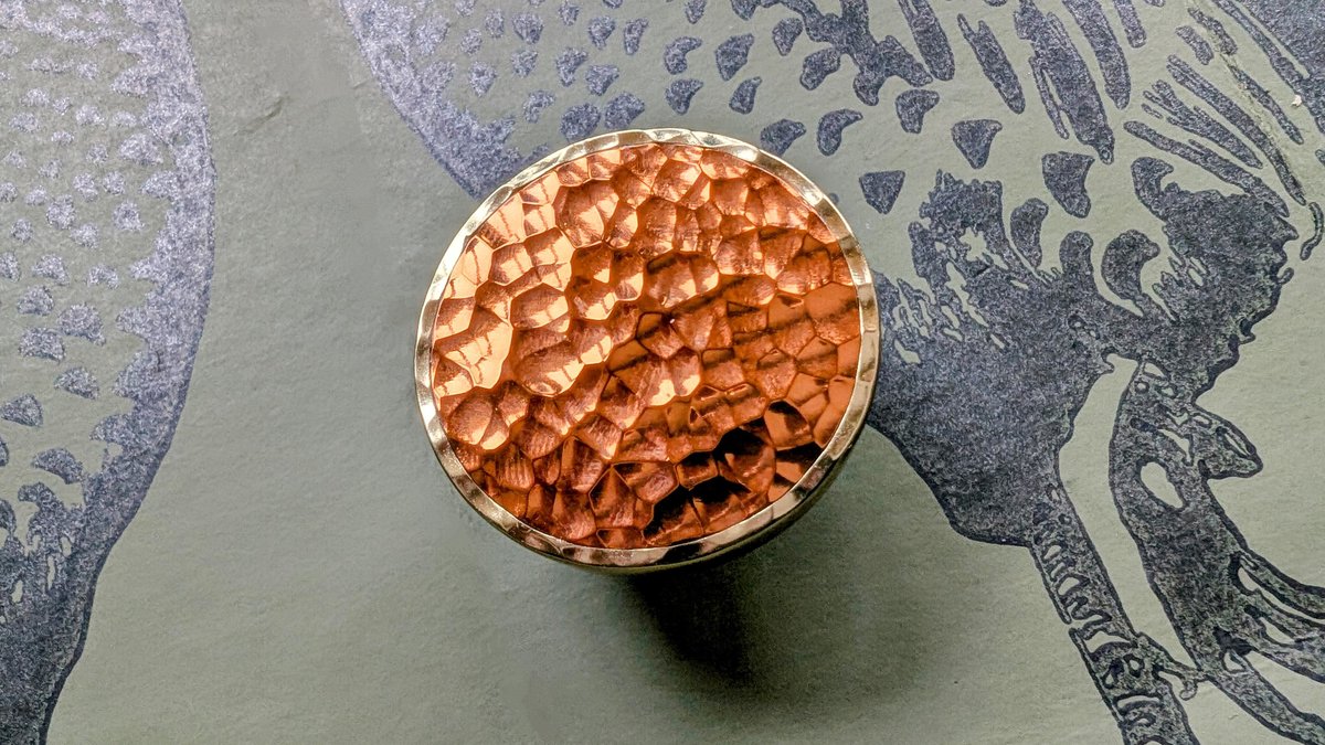 Copper and brass hammered brass drawer handle/Copper cabinet handle/Textured metal furniture hardware/Copper drawer knob/Copper cabinet pull
