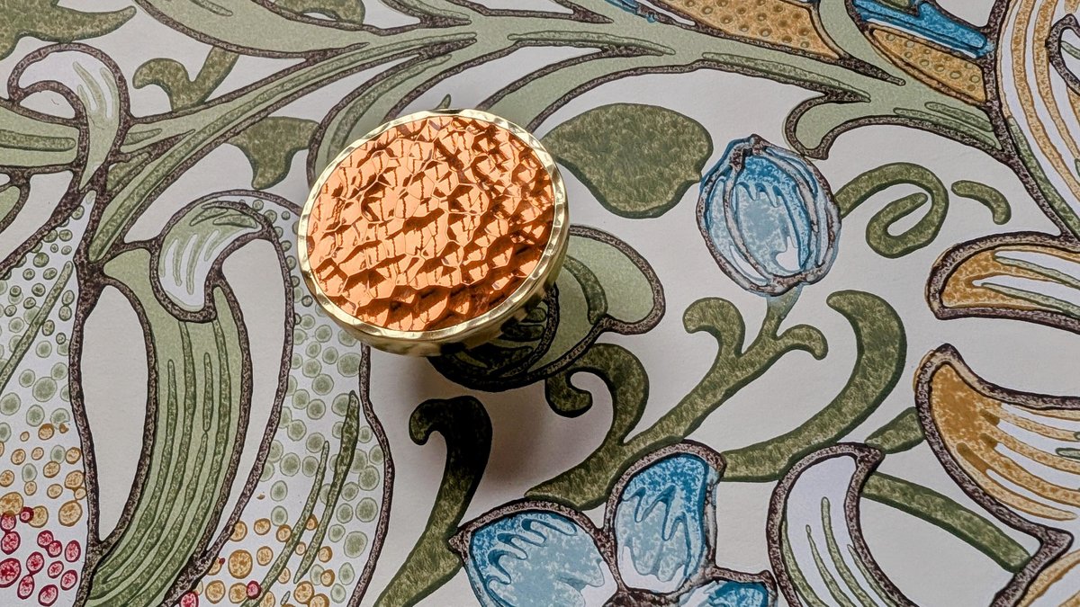 Copper and brass hammered brass drawer handle/Copper cabinet handle/Textured metal furniture hardware/Copper drawer knob/Copper cabinet pull