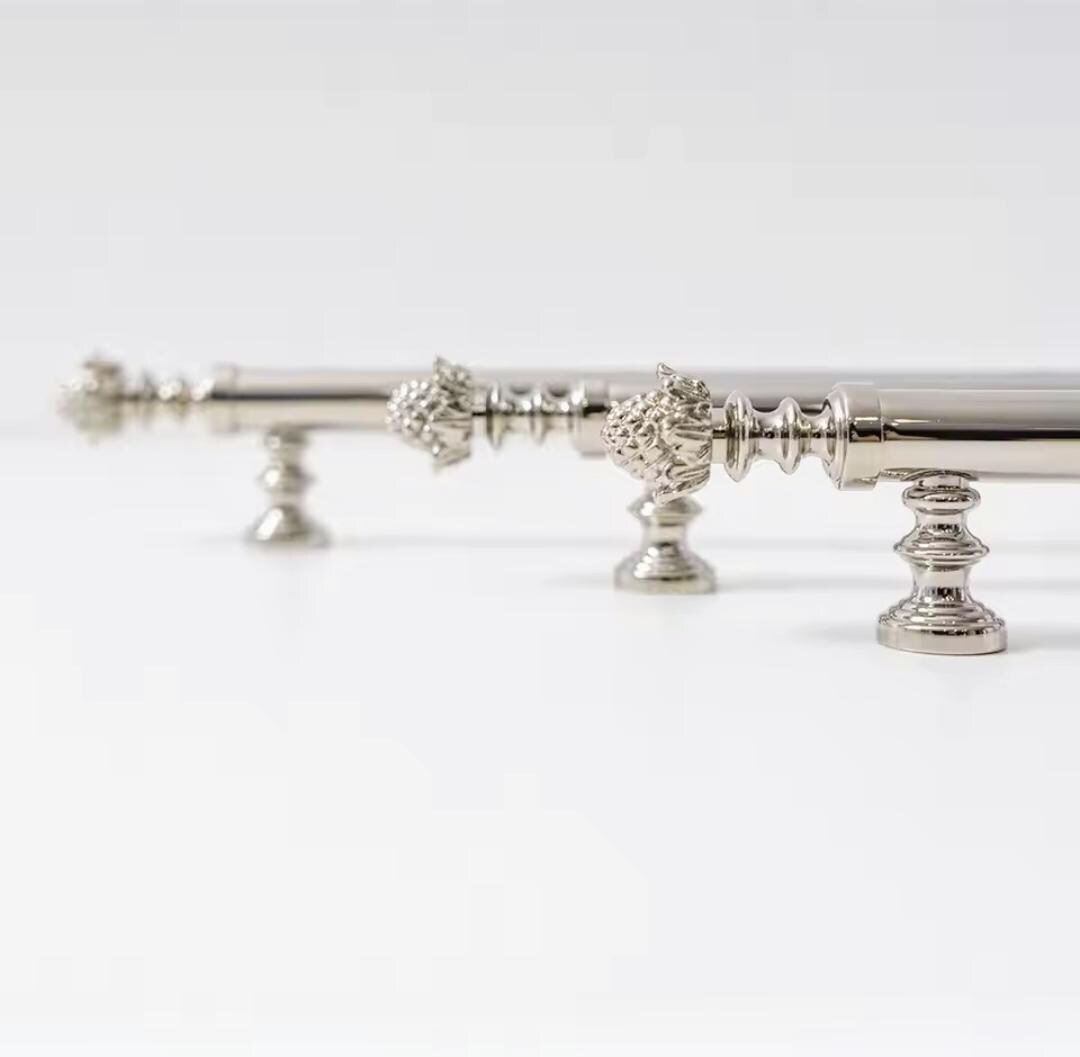 Decorative silver drawer handle/Ornate silver chrome drawer pull/Unique cabinet handle/Silver wardrobe door handle/Pincone cabinet handle