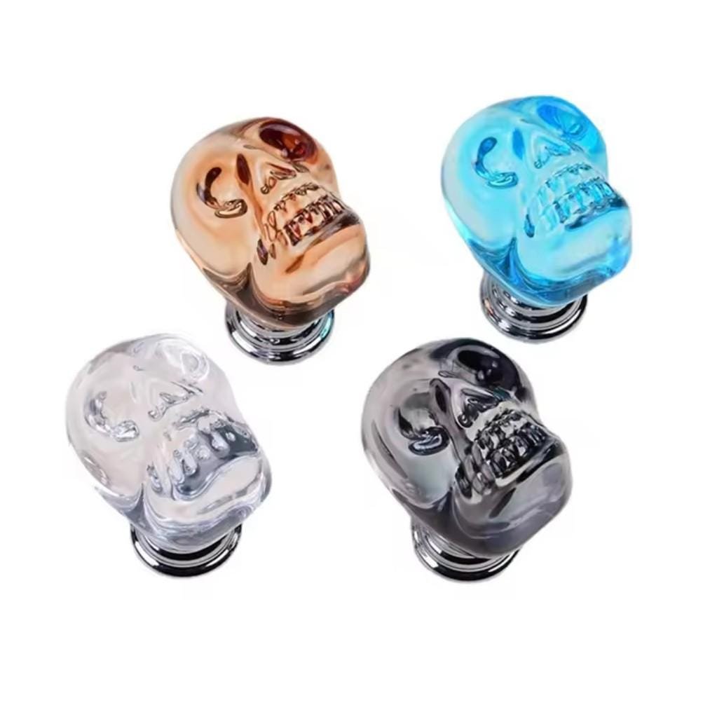 Glass crystal skull drawer knob/Pirate themed cabinet handle/Halloween door handle/Skull shaped cabinet pull/Gothic core drawer handle