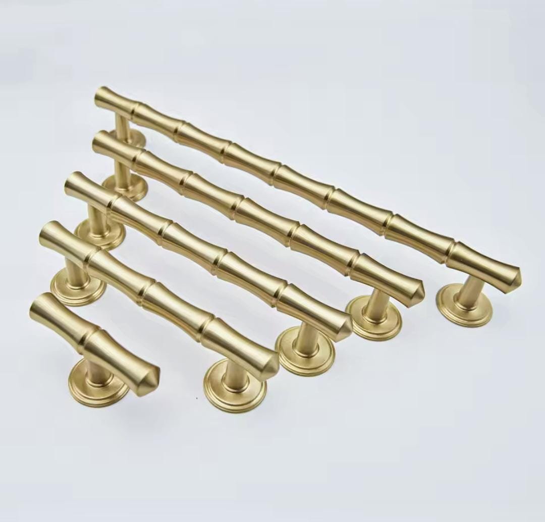 Bamboo patterned brass cabinet bar Handle/Bamboo drawer pull/Brass furniture hardware/Gold door handle/Silver Bamboo cabinet pull
