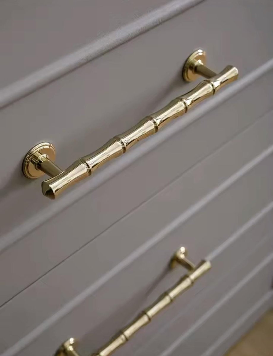 Bamboo patterned brass cabinet bar Handle/Bamboo drawer pull/Brass furniture hardware/Gold door handle/Silver Bamboo cabinet pull