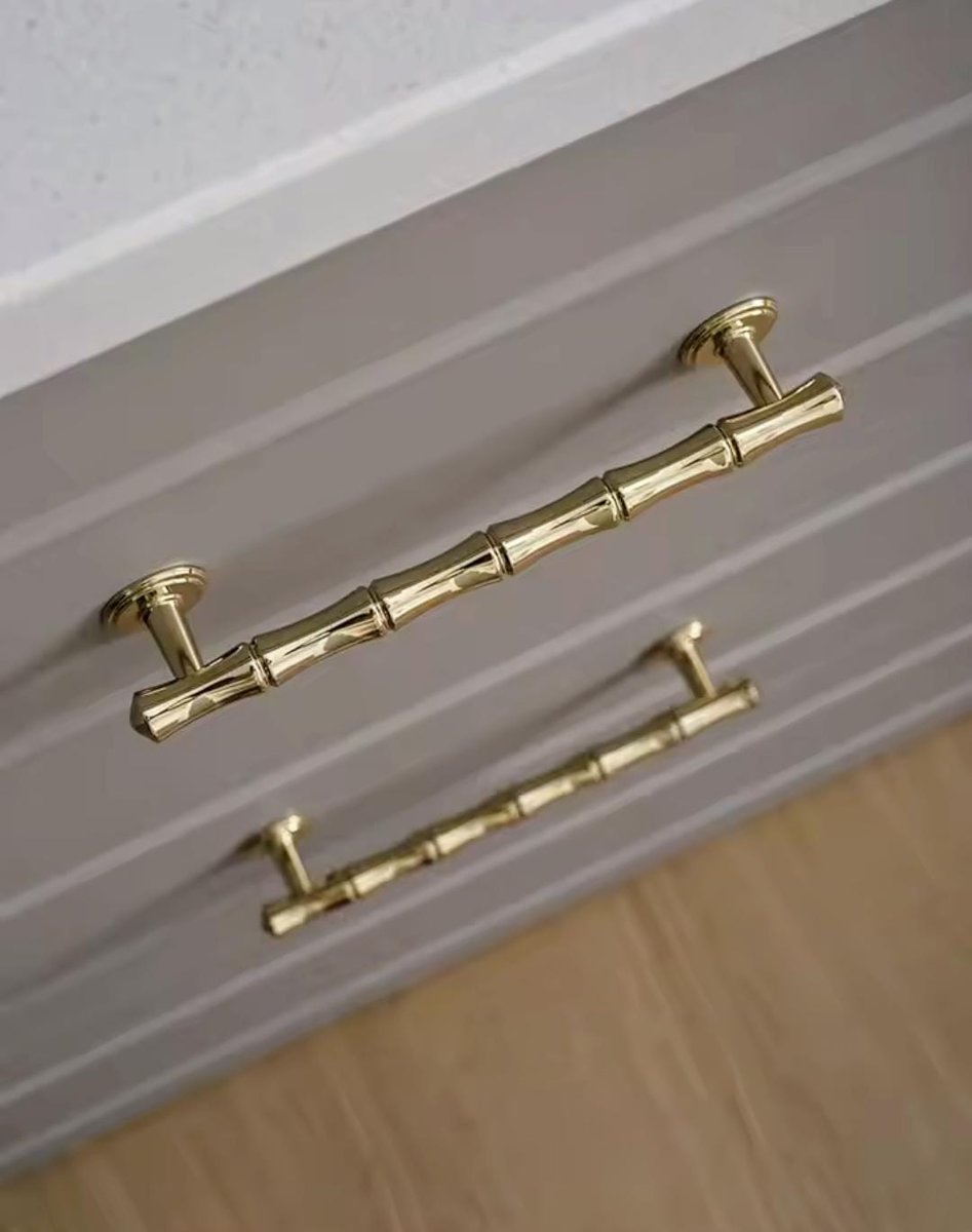 Bamboo patterned brass cabinet bar Handle/Bamboo drawer pull/Brass furniture hardware/Gold door handle/Silver Bamboo cabinet pull