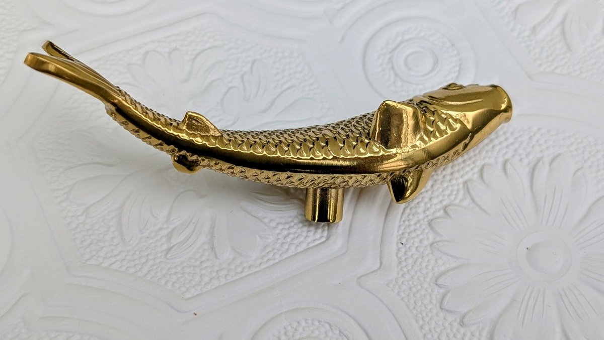 gold brass fish design Cabinet Pulls/koi carp drawer handle/gold fish Door Handle/home improvement/metal cabinet handle/gold drawer pull