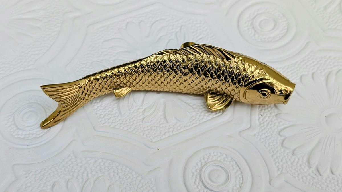 gold brass fish design Cabinet Pulls/koi carp drawer handle/gold fish Door Handle/home improvement/metal cabinet handle/gold drawer pull