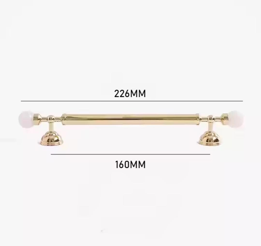 Shiny gold brass pink crystal bar handle/Semi precious stone and brass drawer pull/unique cabinet handle/IKEA hack/wardrobe door handle