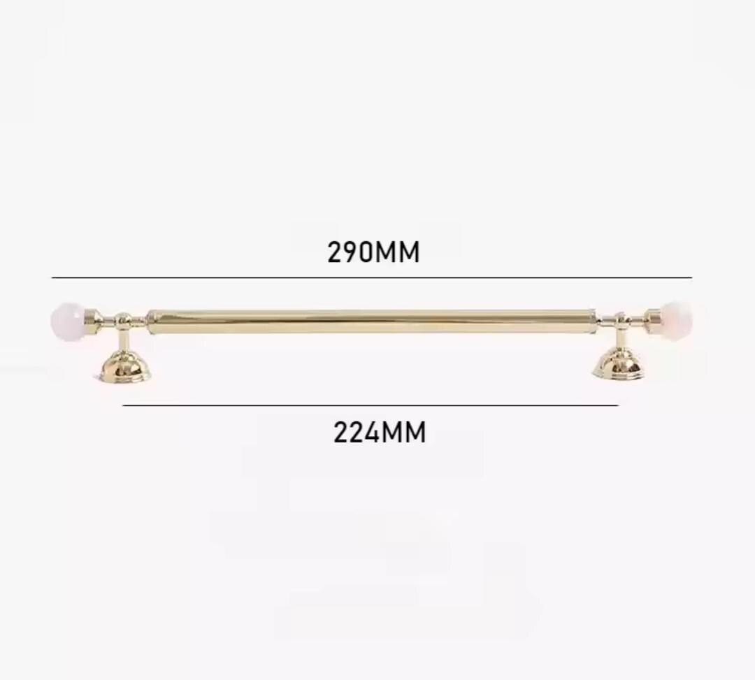 Shiny gold brass pink crystal bar handle/Semi precious stone and brass drawer pull/unique cabinet handle/IKEA hack/wardrobe door handle
