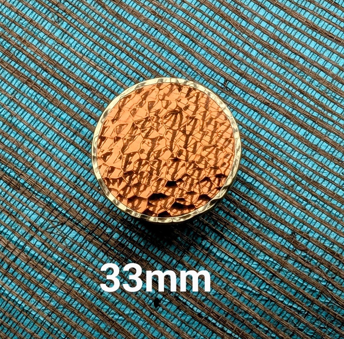 Copper and brass hammered brass drawer handle/Copper cabinet handle/Textured metal furniture hardware/Copper drawer knob/Copper cabinet pull