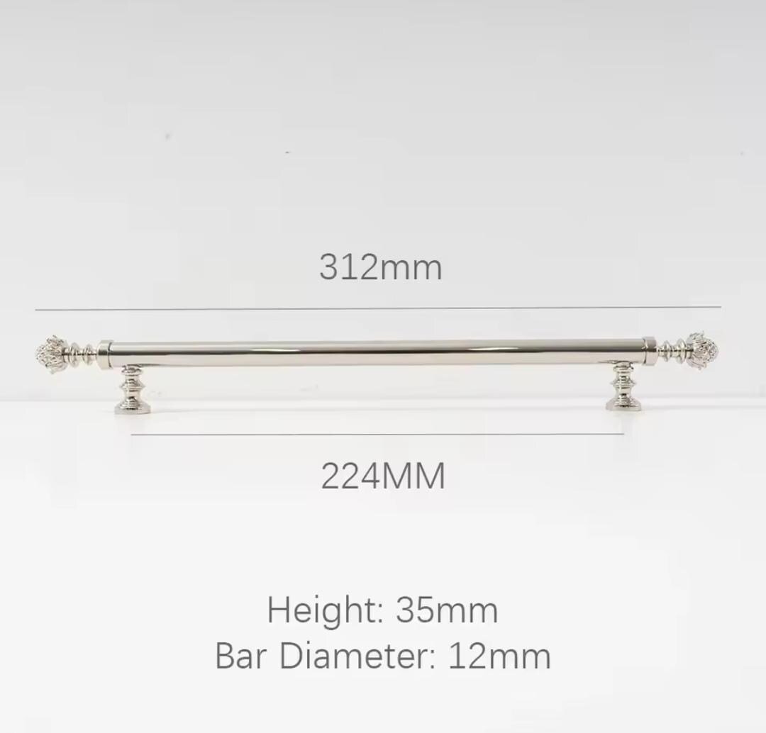 Decorative silver drawer handle/Ornate silver chrome drawer pull/Unique cabinet handle/Silver wardrobe door handle/Pincone cabinet handle