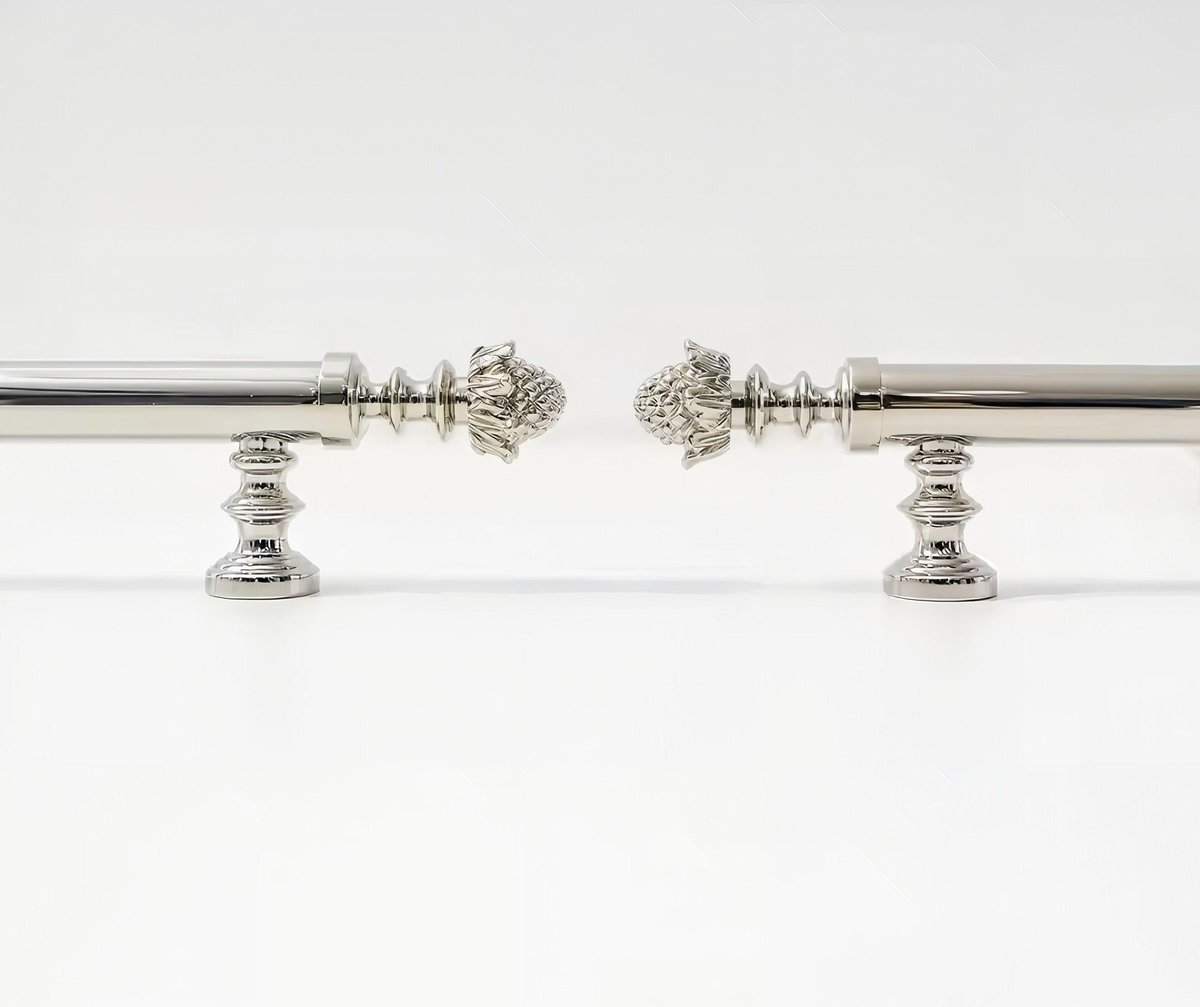 Decorative silver drawer handle/Ornate silver chrome drawer pull/Unique cabinet handle/Silver wardrobe door handle/Pincone cabinet handle