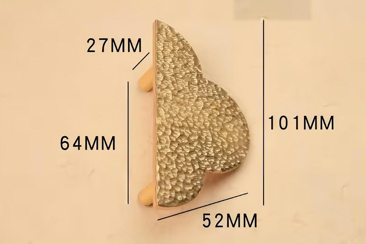 Clover shaped hammed texture drawer handle/Big Gold drawer pull/Gold Wardrobe handle/Kitchen hardware/Large cabinet handle/Gold door handle