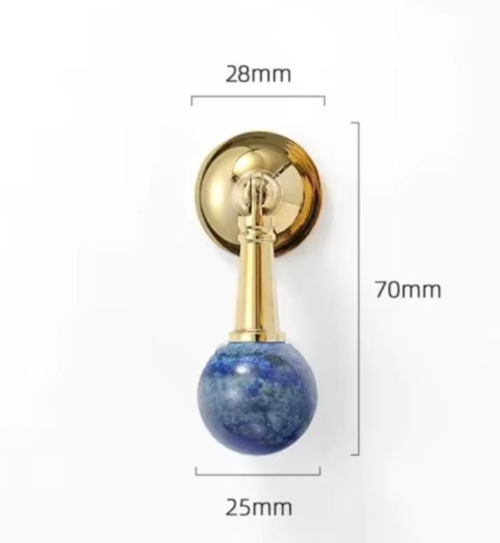 Shiny gold drop handle with semi precious stones/Gemstone drawer pull/Semi precious stone cabinet pull/Luxury crystal handle/Crystal handle