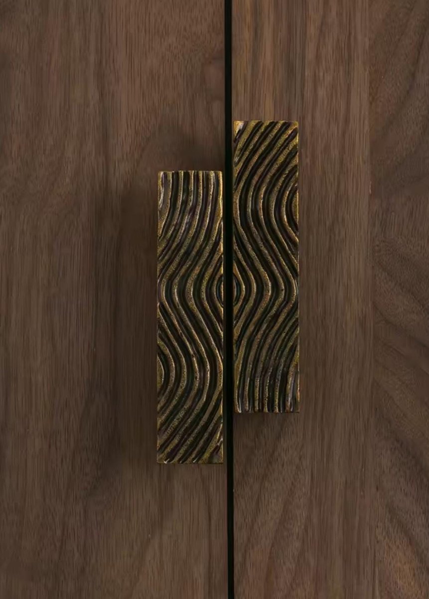 Bronze wave design rectangle bar handles/Bronze bold drawer pull/kitchen cabinet handles/Brass door handles/Bronze furniture hardware