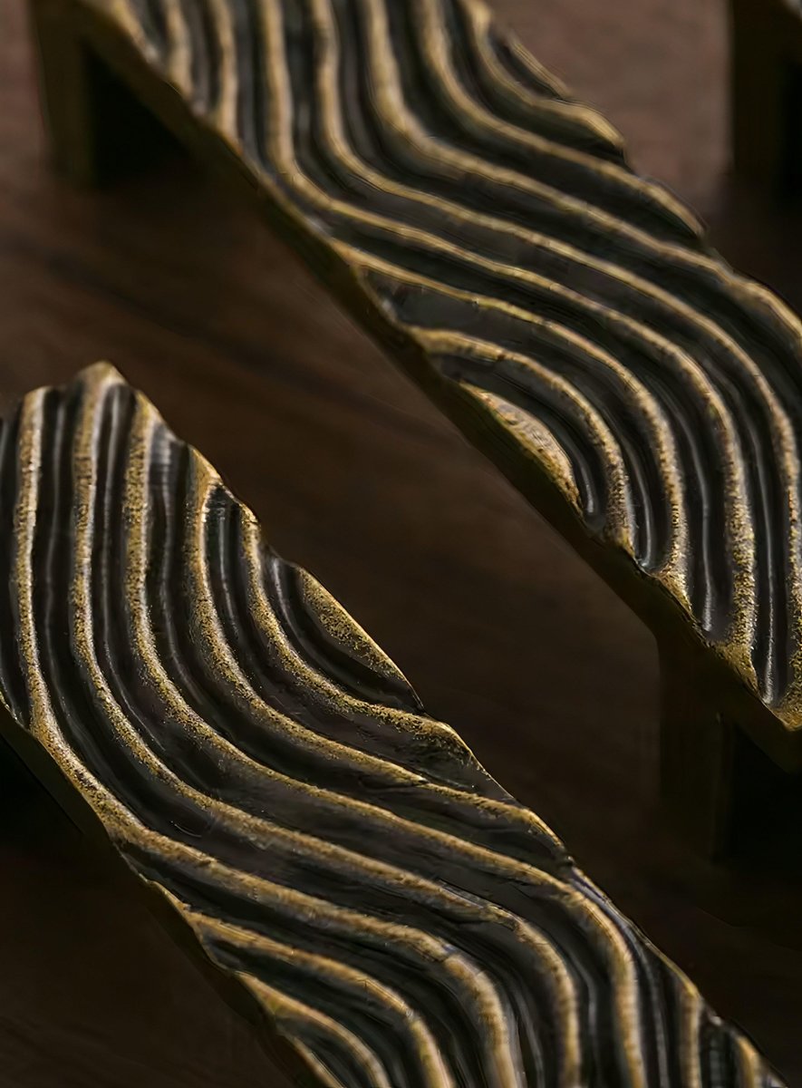 Bronze wave design rectangle bar handles/Bronze bold drawer pull/kitchen cabinet handles/Brass door handles/Bronze furniture hardware