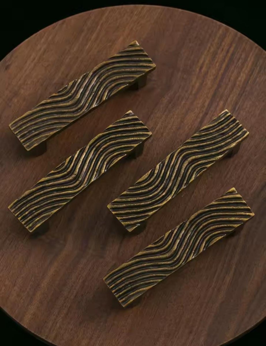 Bronze wave design rectangle bar handles/Bronze bold drawer pull/kitchen cabinet handles/Brass door handles/Bronze furniture hardware