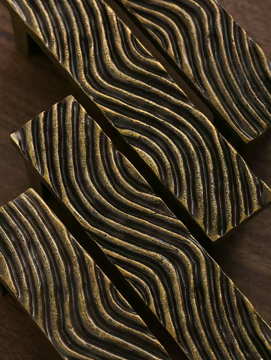 Bronze wave design rectangle bar handles/Bronze bold drawer pull/kitchen cabinet handles/Brass door handles/Bronze furniture hardware