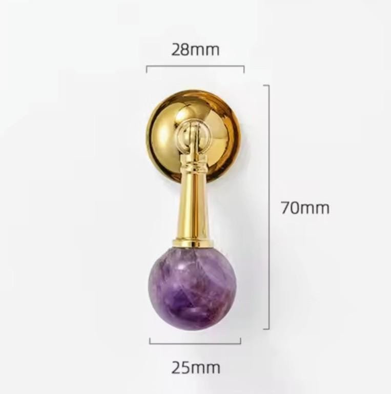 Shiny gold drop handle with semi precious stones/Gemstone drawer pull/Semi precious stone cabinet pull/Luxury crystal handle/Crystal handle