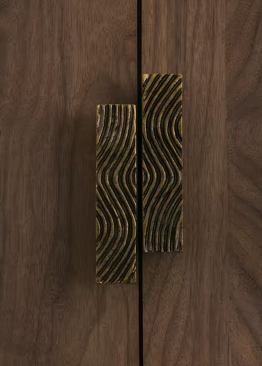 Bronze wave design rectangle bar handles/Bronze bold drawer pull/kitchen cabinet handles/Brass door handles/Bronze furniture hardware