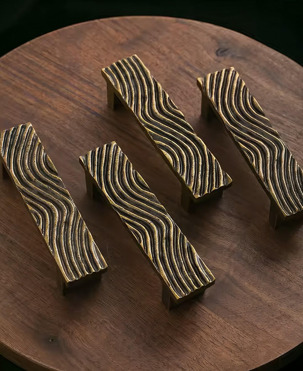 Bronze wave design rectangle bar handles/Bronze bold drawer pull/kitchen cabinet handles/Brass door handles/Bronze furniture hardware