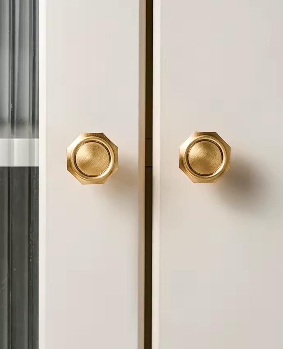 Gold brass hexagonal drawer pull/Geometric cabinet handle/Gold brass furniture hardware/Hexagonal door knob/Furniture renovation handle