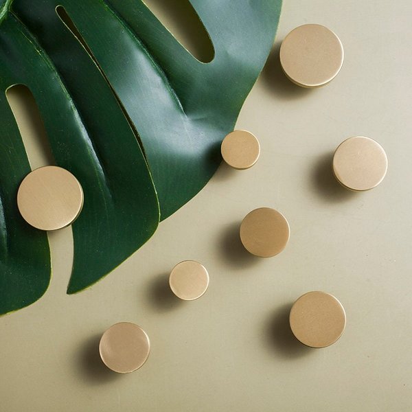 Classic round gold brass drawer knob/gold button drawer handle/matte gold brass cabinet pull/gold furniture hardware/IKEA hack door handle