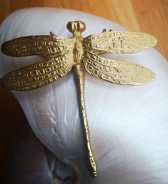 Gold brass dragonfly cabinet pull/Dragonfly drawer knob/Dragonfly drawer handle/brass furniture hardware/Gold cabinet door knob/Brass handle