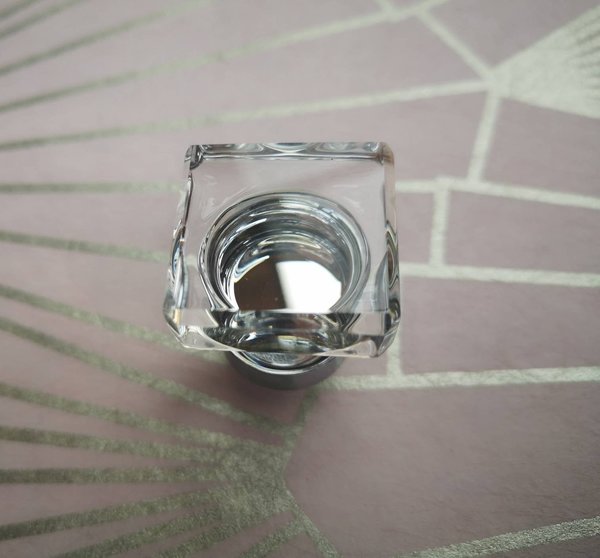 Square cut clear crystal cabinet Pull/Vintage style crystal drawer handle/Mid century modern crystal drawer knob/Retro style square handle