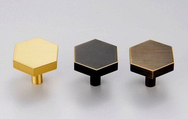 Gold, Black or Bronze Hexagonal drawer handle/Brass geometric cabinet handle/hexagon shaped drawer knob/brass furniture hardware/IKEA hack