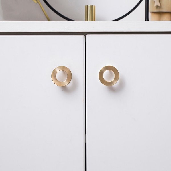 Gold brass circle cabinet handle/O shaped door handle/small circle drawer pull/circle shaped door knob/gold furniture hardware/retro handle